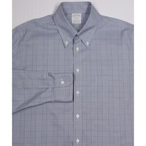 Brooks Brothers Milano Fit Non-Iron Stretch Green Plaid Dress Shirt 16-36